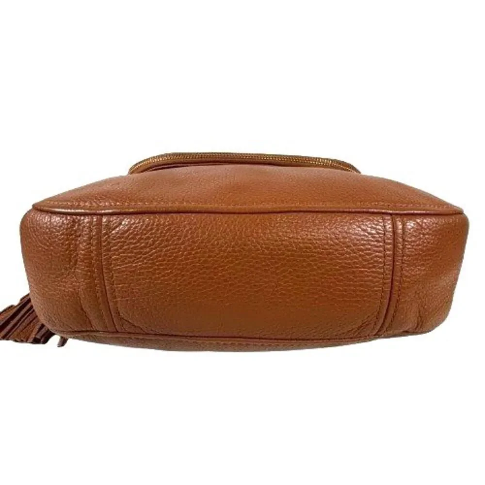 Michael Kors Bedford Tassel Crossbody Luggage Brown Pebble Leather Shoulder Bag